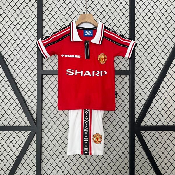 1998/99  Manchester United Home Retro Jersey Kids Kit